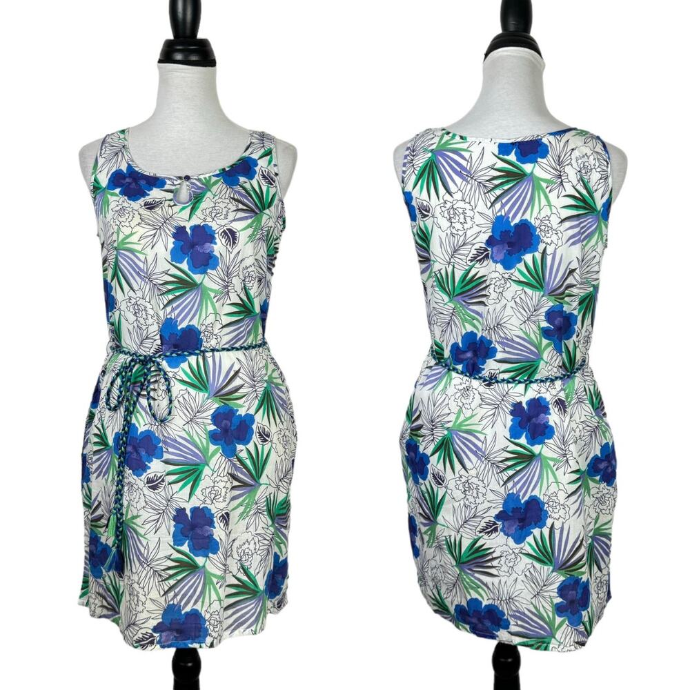 Vivante by VSA NWT Tropical Floral Color Sleeveless Coverup Shift Dress POCKETS